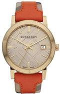  Shop Authentic Burberry The City Gold Dial Orange Leather Strap Watch for Women - BU9016 - Luxxuri