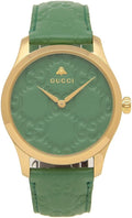  Shop Authentic Gucci G Timeless Quartz Green Dial Green Leather Strap Watch For Women - YA1264099 - Luxxuri