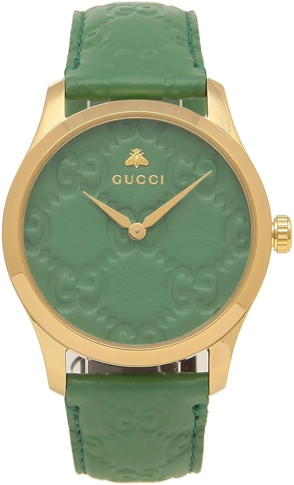 Shop Authentic Gucci G Timeless Quartz Green Dial Green Leather Strap Watch For Women - YA1264099 - Luxxuri