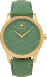  Shop Authentic Gucci G Timeless Quartz Green Dial Green Leather Strap Watch For Women - YA1264099 - Luxxuri