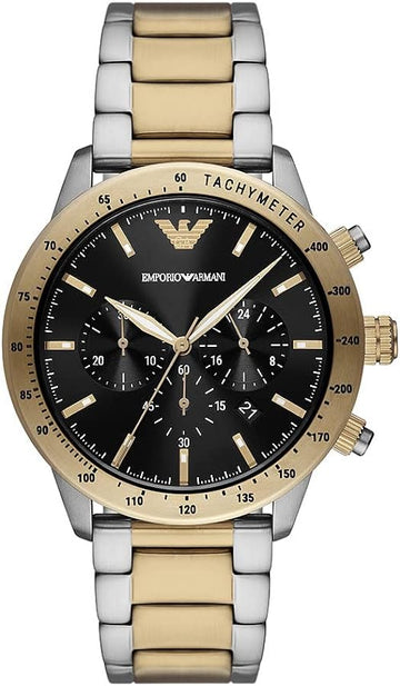 🎁 Emporio Armani Analog Chronograph Black Dial Two Tone Steel Strap Watch For Men - AR11521 (100% off)