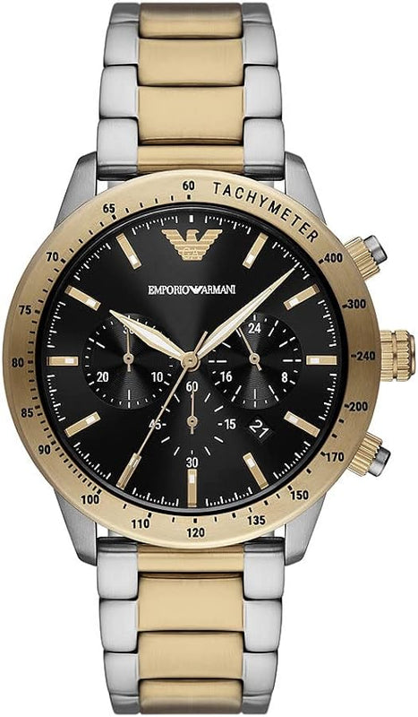  Shop Authentic Emporio Armani Analog Chronograph Black Dial Two Tone Steel Strap Watch For Men - AR11521 - Luxxuri