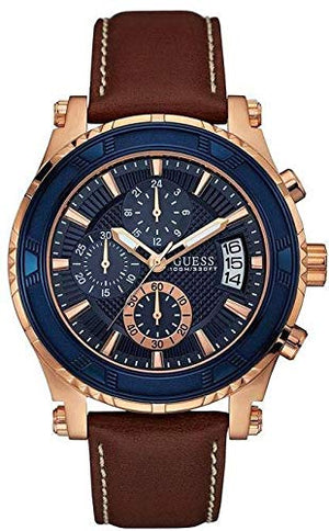  Shop Authentic Guess Pinnacle Chronograph Quartz Blue Dial Brown Leather Strap Watch For Women - W0673G3 - Luxxuri