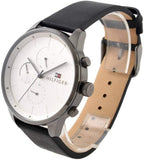  Shop Authentic Tommy Hilfiger Lexor Silver Dial Black Leather Strap Watch For Men - 1791489 - Luxxuri