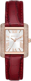  Shop Authentic Michael Kors Emery Quartz Diamonds Silver Dial Red Leather Strap Watch For Women - MK4689 - Luxxuri