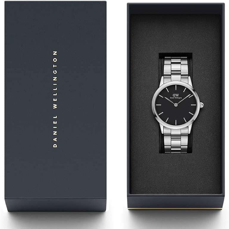  Shop Authentic Daniel Wellington Iconic Link Black Dial Silver Steel Strap Watch for Women - DW00100204 - Luxxuri