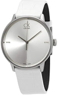  Shop Authentic Calvin Klein Accent Silver Dial White Leather Strap Watch for Men - K2Y2X1KW - Luxxuri