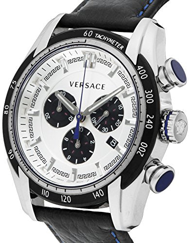  Shop Authentic Versace V-Ray Quartz Silver Dial Black Leather Strap Watch for Men - VDB010014 - Luxxuri