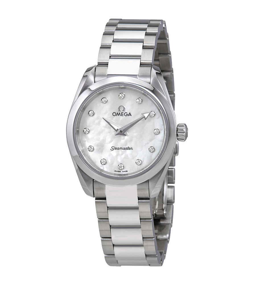  Shop Authentic Omega Seamaster Aqua Terra Quartz Diamonds Mother of Pearl Dial Silver Steel Strap Watch for Women - 220.10.28.60.55.001 - Luxxuri