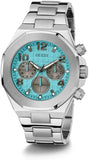  Shop Authentic Guess Empire Chronograph Quartz Sky Blue Dial Silver Steel Strap Watch For Men - GW0489G3 - Luxxuri