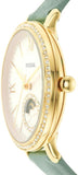  Shop Authentic Fossil Jacqueline Analog Moonphase Mother of Pearl White Dial Green Leather Strap Watch for Women - ES5168 - Luxxuri