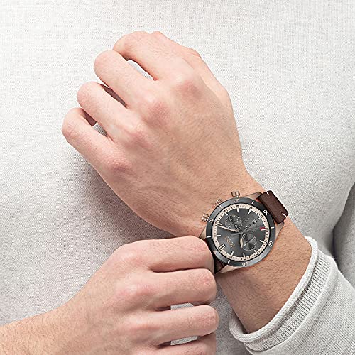  Shop Authentic Hugo Boss Grand Prix Grey Dial Brown Leather Strap Watch for Men -  1513476 - Luxxuri