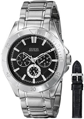  Shop Authentic Guess Chronograph Black Dial Silver Steel Strap Watch for Men - W0193G2 - Luxxuri