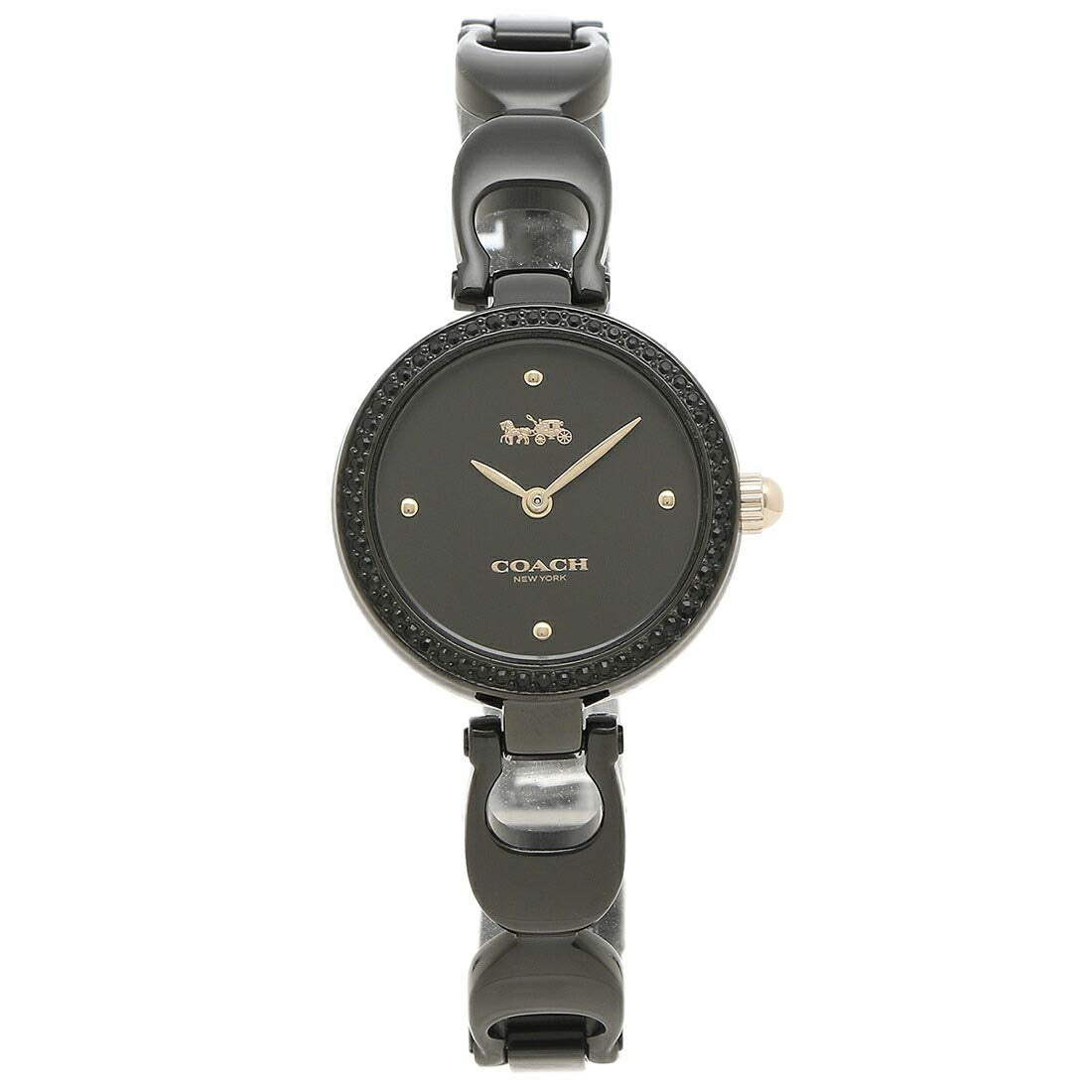 Coach Park Swarovski Crystals Black Dial Black Steel Strap Watch for Women - 14503564