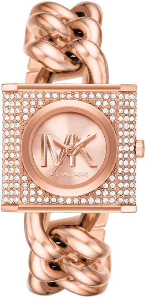  Shop Authentic Michael Kors Chain Lock Three-Hand Rose Gold Dial Rose Gold Steel Strap Watch for Women - MK4827 - Luxxuri