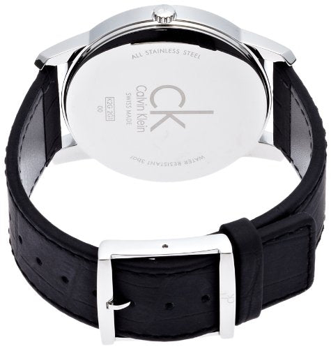  Shop Authentic Calvin Klein City Date Silver Dial Black Leather Strap Watch for Men - K2G2G1C6 - Luxxuri