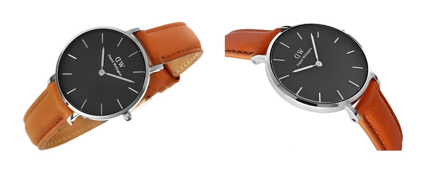  Shop Authentic Daniel Wellington Petite Sterling Black Dial Brown Leather Strap Watch For Women - DW00100178 - Luxxuri