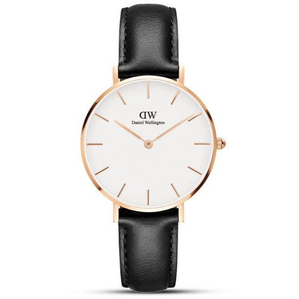  Shop Authentic Daniel Wellington Petite Sheffield White Dial Black Leather Strap Watch For Women - DW00100174 - Luxxuri