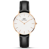  Shop Authentic Daniel Wellington Petite Sheffield White Dial Black Leather Strap Watch For Women - DW00100174 - Luxxuri