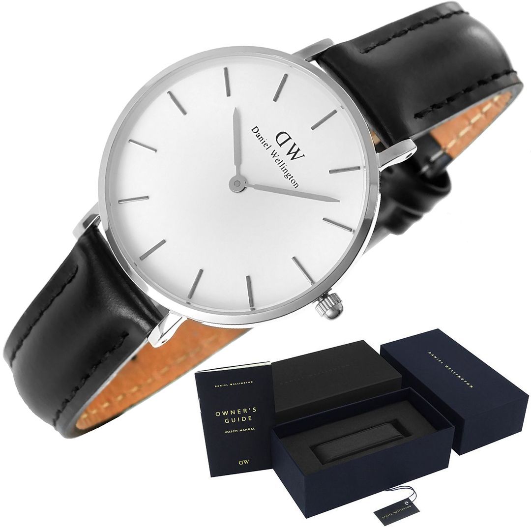  Shop Authentic Daniel Wellington Classic Petite Sheffield White Dial Black Leather Strap Watch For Women - DW00100186 - Luxxuri
