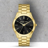  Shop Authentic Michael Kors Slim Runway Quartz Black Dial Gold Steel Strap Watch For Men - MK8621 - Luxxuri