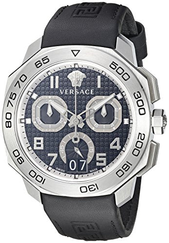  Shop Authentic Versace Dylos Analog Black Dial Black Leather Strap Watch for Men - VQC010015 - Luxxuri