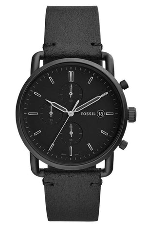  Shop Authentic Fossil Commuter Black Dial Black Leather Strap Watch for for Men - FS5504 - Luxxuri