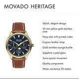  Shop Authentic Movado Heritage Celestograf Navy Blue Dial Brown Leather Strap Watch For Women - 3650010 - Luxxuri