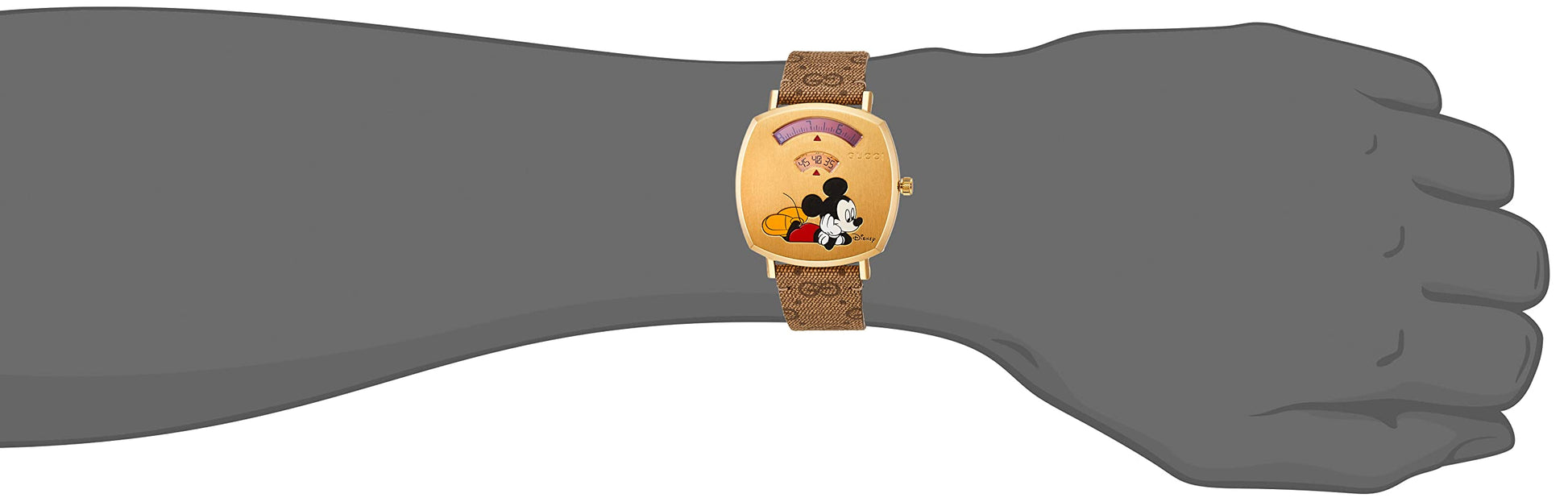  Shop Authentic Gucci Grip Disney Mickey Mouse Gold Dial Brown Leather Strap Watch For Women - YA157420 - Luxxuri