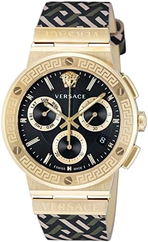  Shop Authentic Versace Greca Chronograph Black Dial Brown Leather Strap Watch For Men - VEZ900621 - Luxxuri