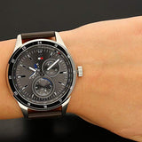  Shop Authentic Tommy Hilfiger Austin Grey Dial Brown Leather Strap Watch for Men - 1791637 - Luxxuri