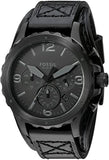  Shop Authentic Fossil Nate Chronograph Black Dial Black Leather Strap Watch for Men - JR1510 - Luxxuri