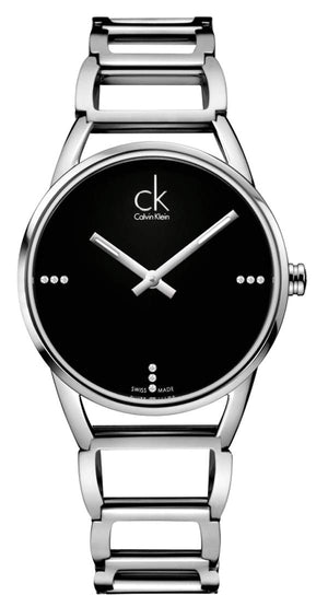  Shop Authentic Calvin Klein Stately Black Dial Silver Steel Strap Watch for Women - K3G2312S - Luxxuri