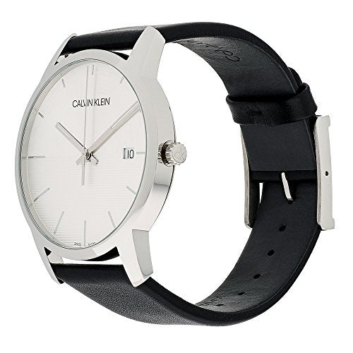  Shop Authentic Calvin Klein City White Dial Black Leather Strap Watch for Men - K2G2G1CD - Luxxuri