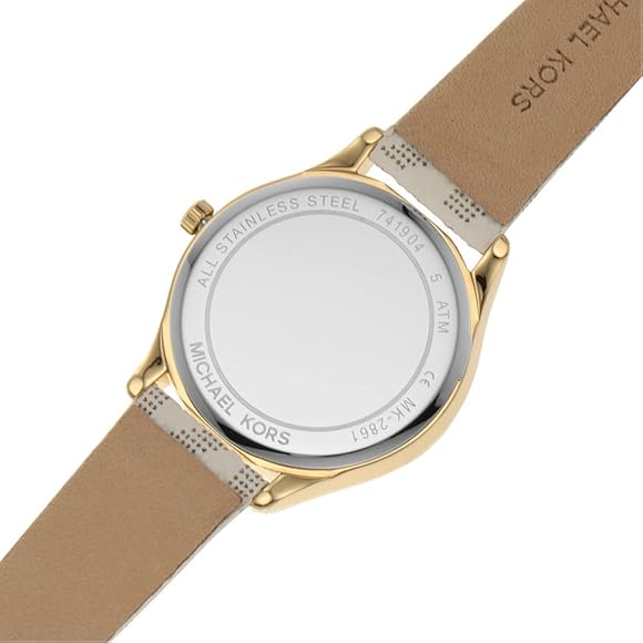  Shop Authentic Michael Kors Jaycie Quartz Gold Dial White Leather Strap Watch for Women - MK2861 - Luxxuri
