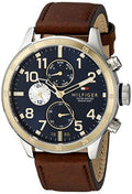  Shop Authentic Tommy Hilfiger Sport Multifunction Blue Dial Brown Leather Strap Watch for Men - 1791137 - Luxxuri
