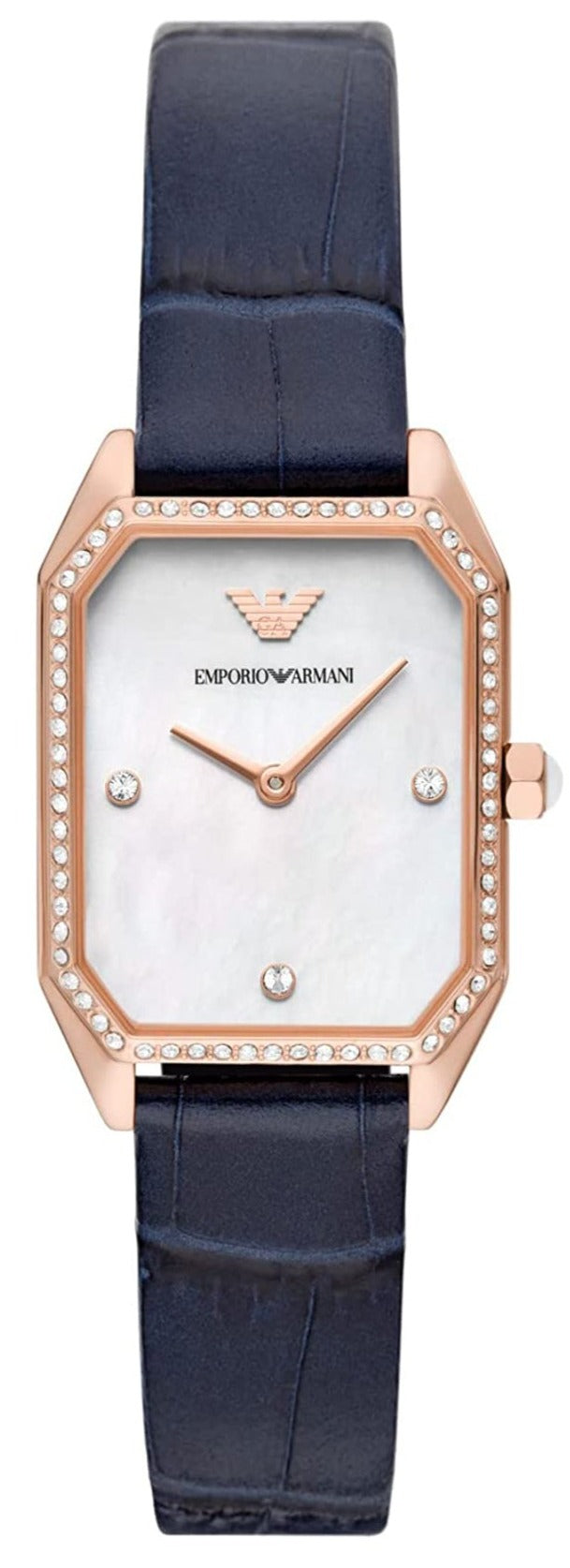  Shop Authentic Emporio Armani Gianni T Bar Quartz Mother of Pearl Dial Blue Leather Strap Watch For Women - AR11466 - Luxxuri