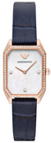  Shop Authentic Emporio Armani Gianni T Bar Quartz Mother of Pearl Dial Blue Leather Strap Watch For Women - AR11466 - Luxxuri