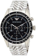  Shop Authentic Emporio Armani Tazio Chronograph Black Dial Silver Steel Strap Watch For Men - AR5988 - Luxxuri