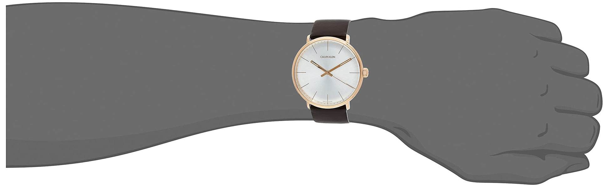  Shop Authentic Calvin Klein High Noon Silver Dial Brown Leather Strap Watch for Men - K8M216G6 - Luxxuri
