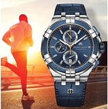  Shop Authentic Maurice Lacroix Aikon Chronograph Blue Dial Blue Leather Strap Watch For Men - AI1018-SS001-432-4 - Luxxuri