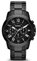 Fossil Grant Chronograph Black Dial Black Steel Strap Watch for Men - FS4832
