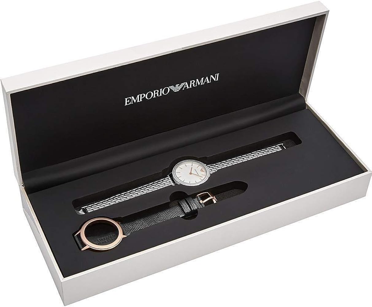  Shop Authentic Emporio Armani Interchangeable Analog Mother of Pearl Dial Silver Steel Strap Watch For Women - AR80020 - Luxxuri