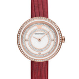  Shop Authentic Emporio Armani Two-Hand Analog White Dial Red Leather Strap Watch For Women - AR11532 - Luxxuri