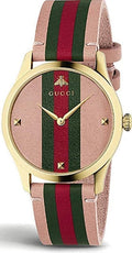  Shop Authentic Gucci G Timeless Quartz Pink Dial Three Tone Leather Strap Watch For Women - YA1264118 - Luxxuri
