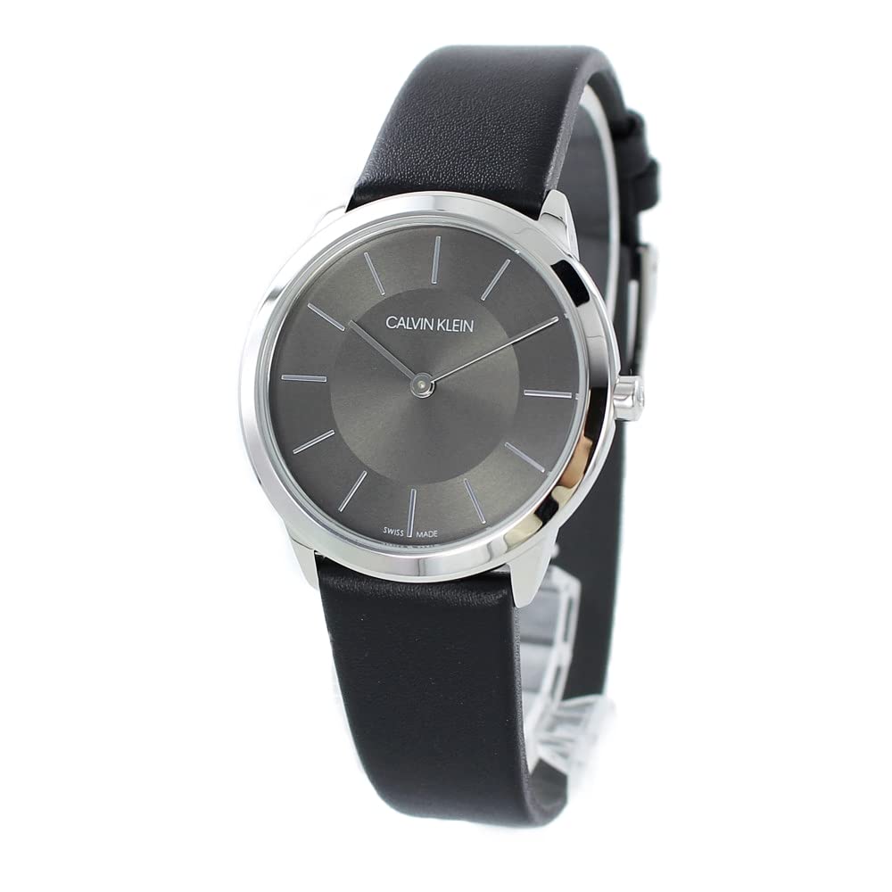  Shop Authentic Calvin Klein Minimal Black Dial Black Leather Strap Watch for Men - K3M211C4 - Luxxuri