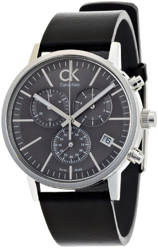  Shop Authentic Calvin Klein Post Minimal Chronograph Black Dial Black Leather Strap Watch for Men - K7627107 - Luxxuri