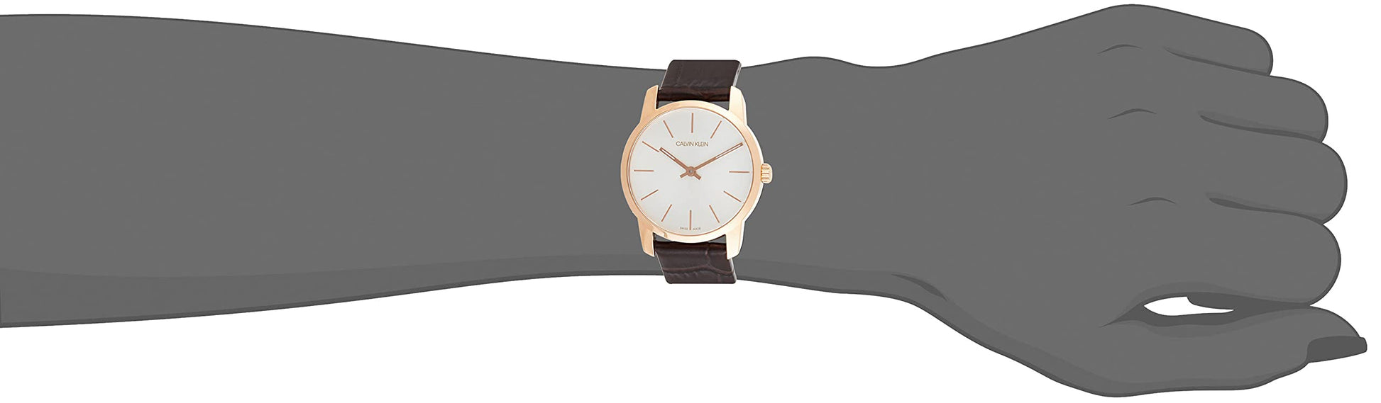  Shop Authentic Calvin Klein City White Mother of Pearl Dial Brown Leather Strap Watch for Women - K2G23620 - Luxxuri