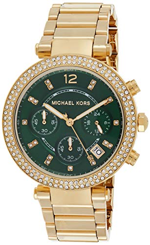  Shop Authentic Michael Kors Parker Chronograph Green Dial Gold Steel Strap Watch for Women - MK6263 - Luxxuri
