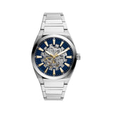  Shop Authentic Fossil Everett Automatic Skeleton Blue Dial Silver Steel Strap Watch for Men - ME3220 - Luxxuri
